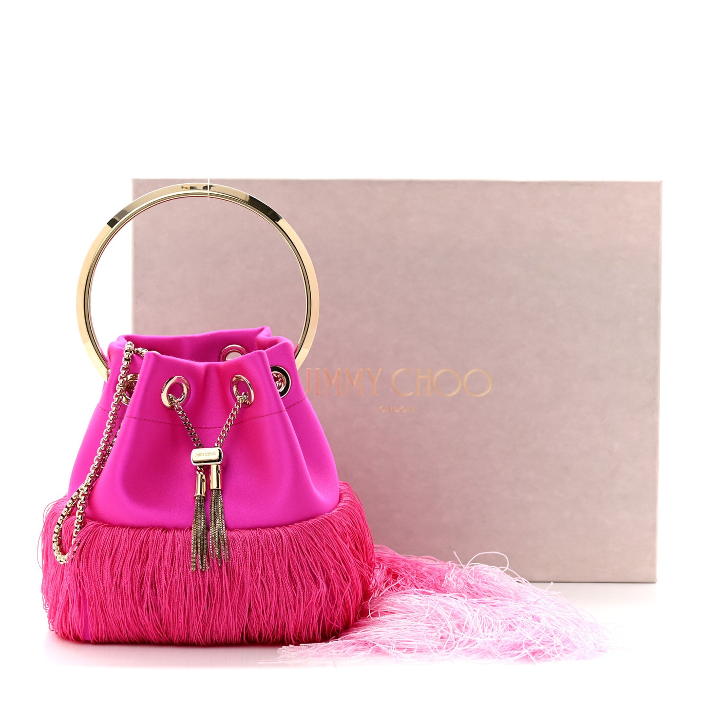 Satin Fringe Bon Bon Bag Fuchsia