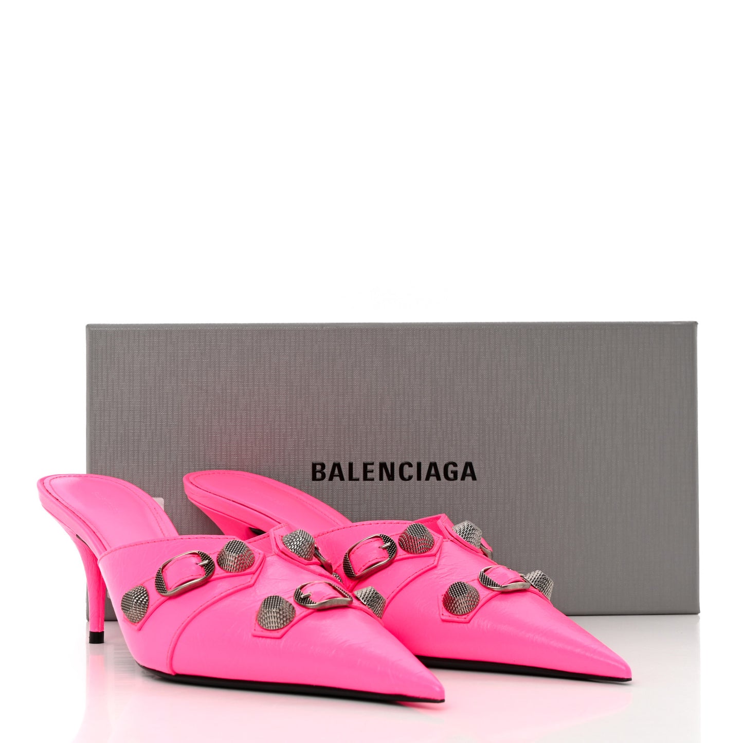 Agneau Arena Cagole 70mm Mules 40.5 Fluo Pink