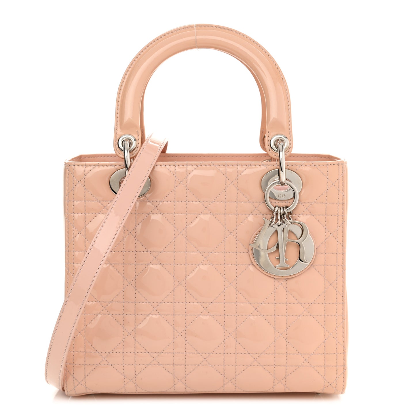 Patent Cannage Medium Lady Dior Light Pink