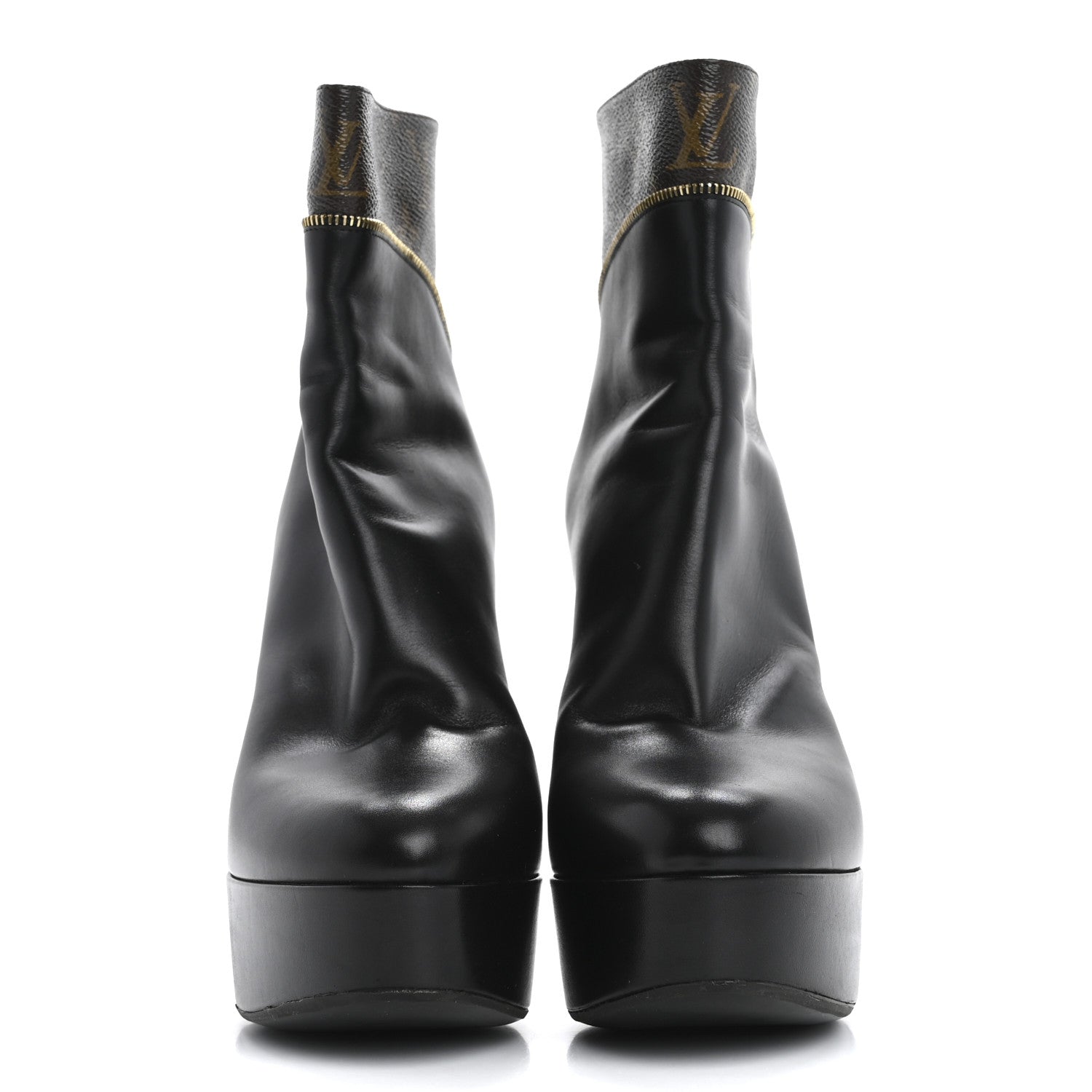 Louis Vuitton Calfskin Monogram Afterglow Platform Ankle Boots 38.5 Black 3 of 14