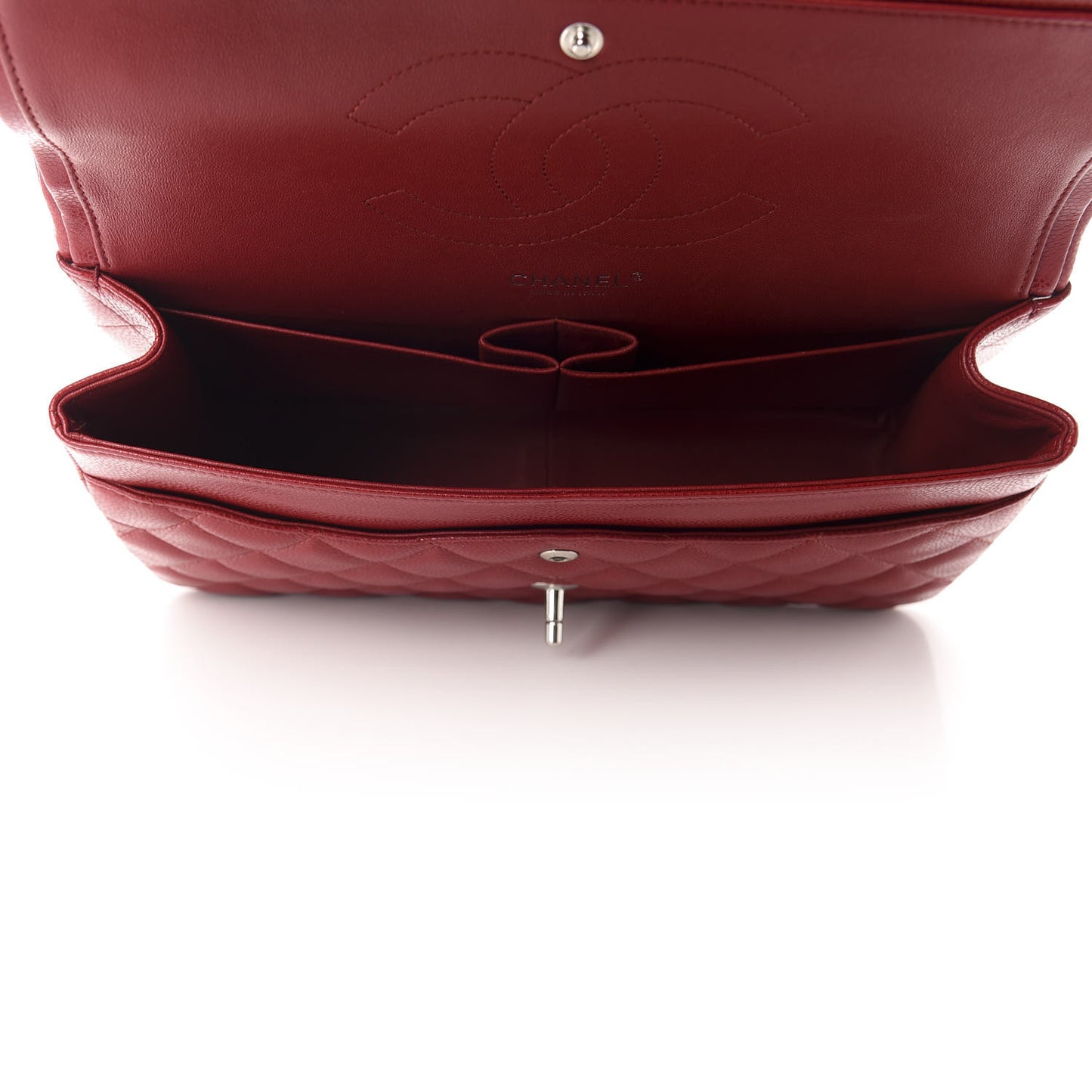 Caviar Quilted Jumbo Double Flap Red