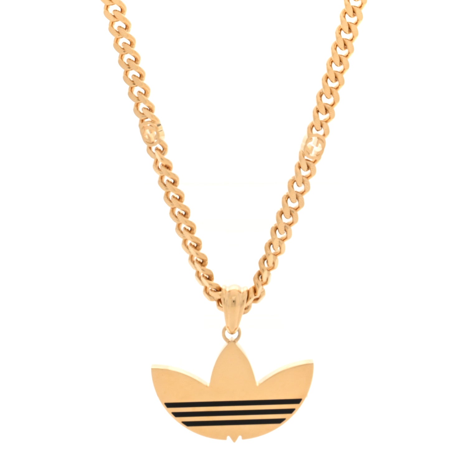 Gucci X ADIDAS Gourmette Trefoil Pendant Necklace Gold