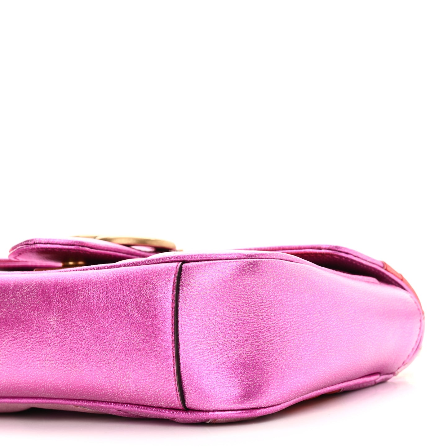 Metallic Calfskin Matelasse Mini GG Marmont Shoulder Bag Fuchsia