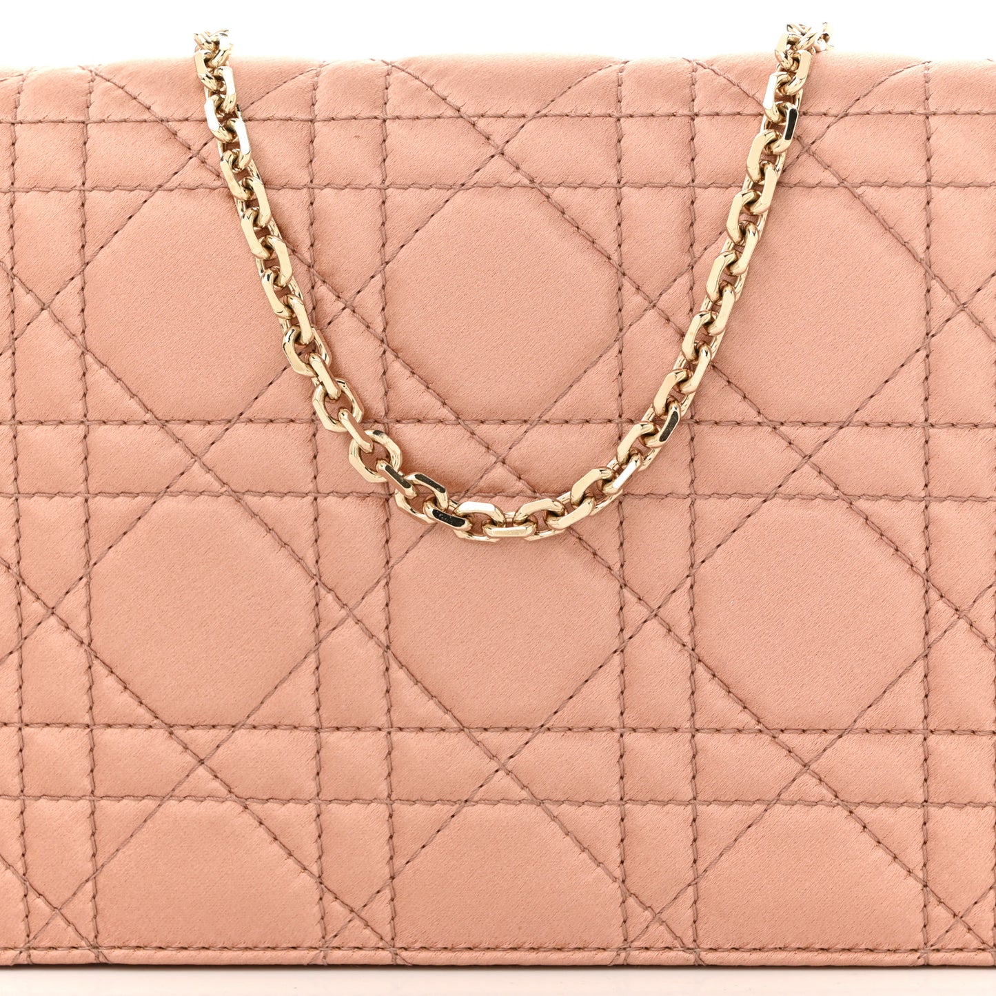 Satin Crystal Cannage Lady Dior Pouch Nude