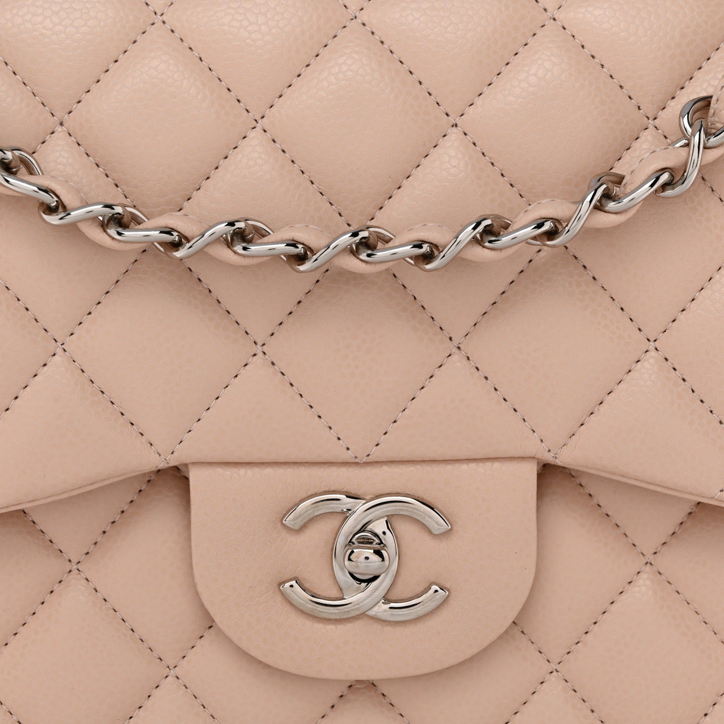 Caviar Quilted Jumbo Double Flap Light Pink