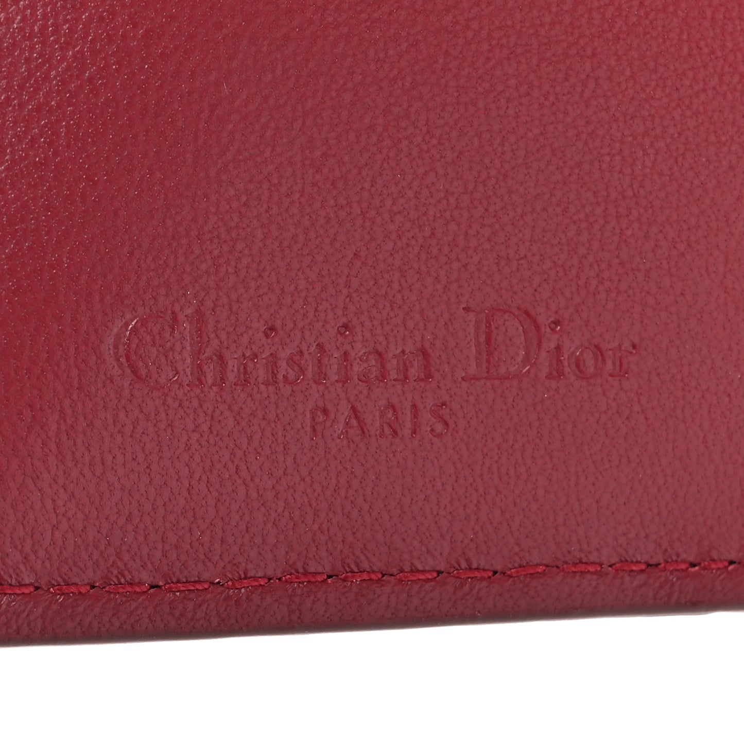 Patent Cannage Small Lady Dior Flap Card Holder Scarlet