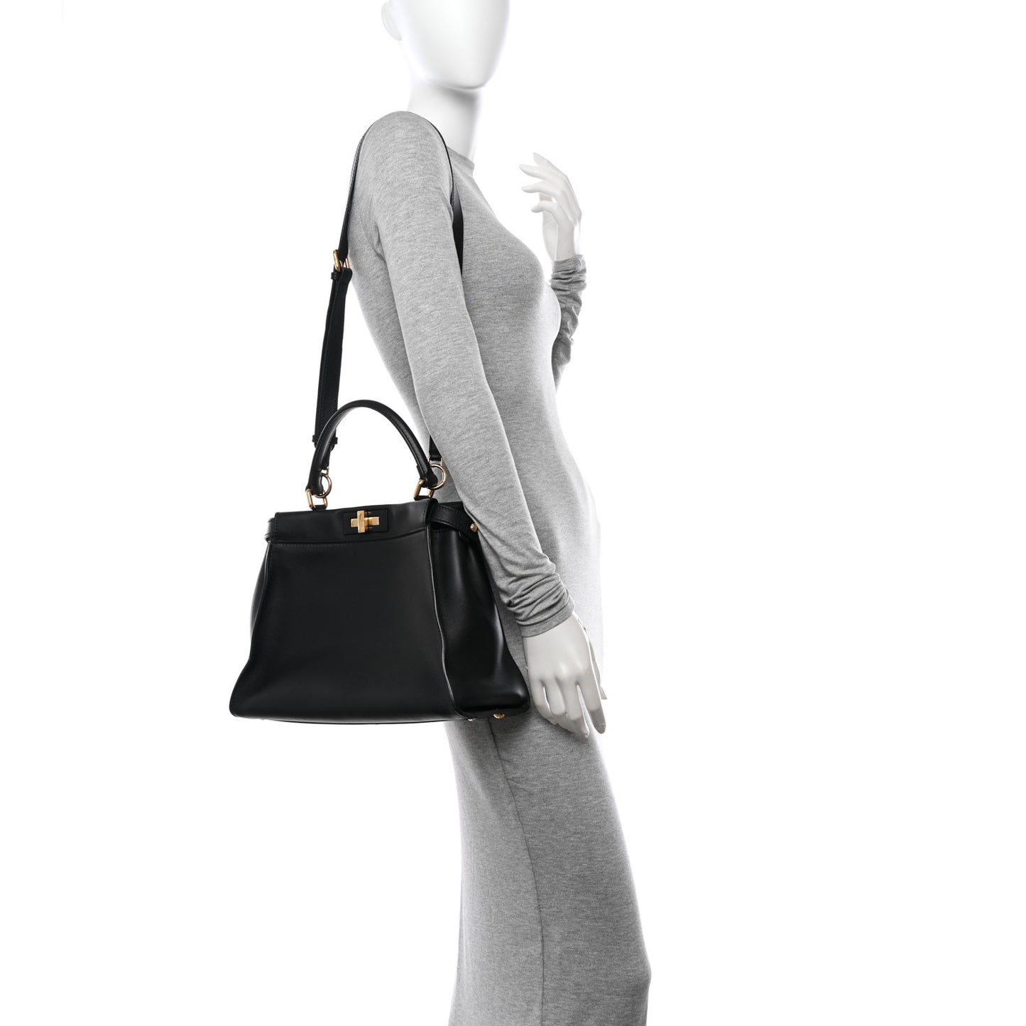 Vitello Seta Shiny Nappa Medium Peekaboo Iconic Satchel Black