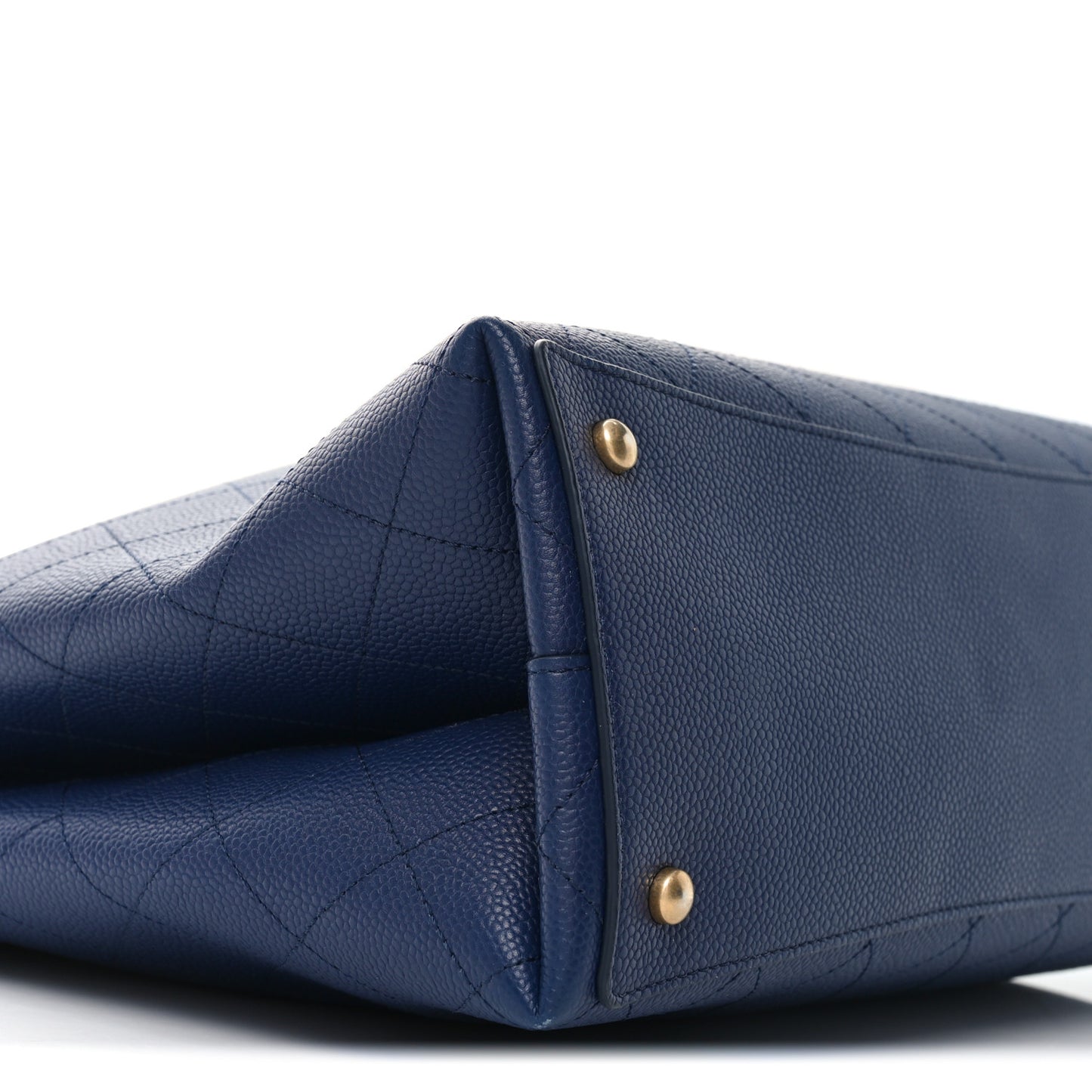 Caviar Stitched Large Shopping Tote Bag Blue