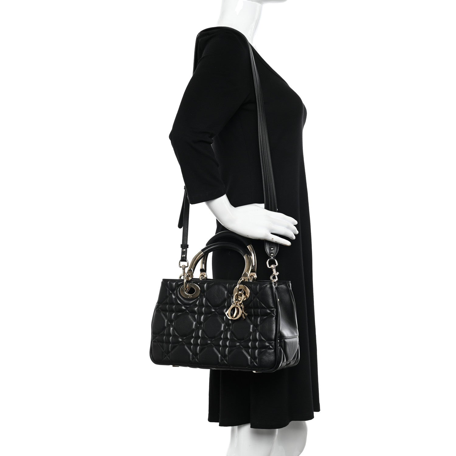 Christian Dior Calfskin Cannage Medium The Lady 95.22 Black 2 of 15