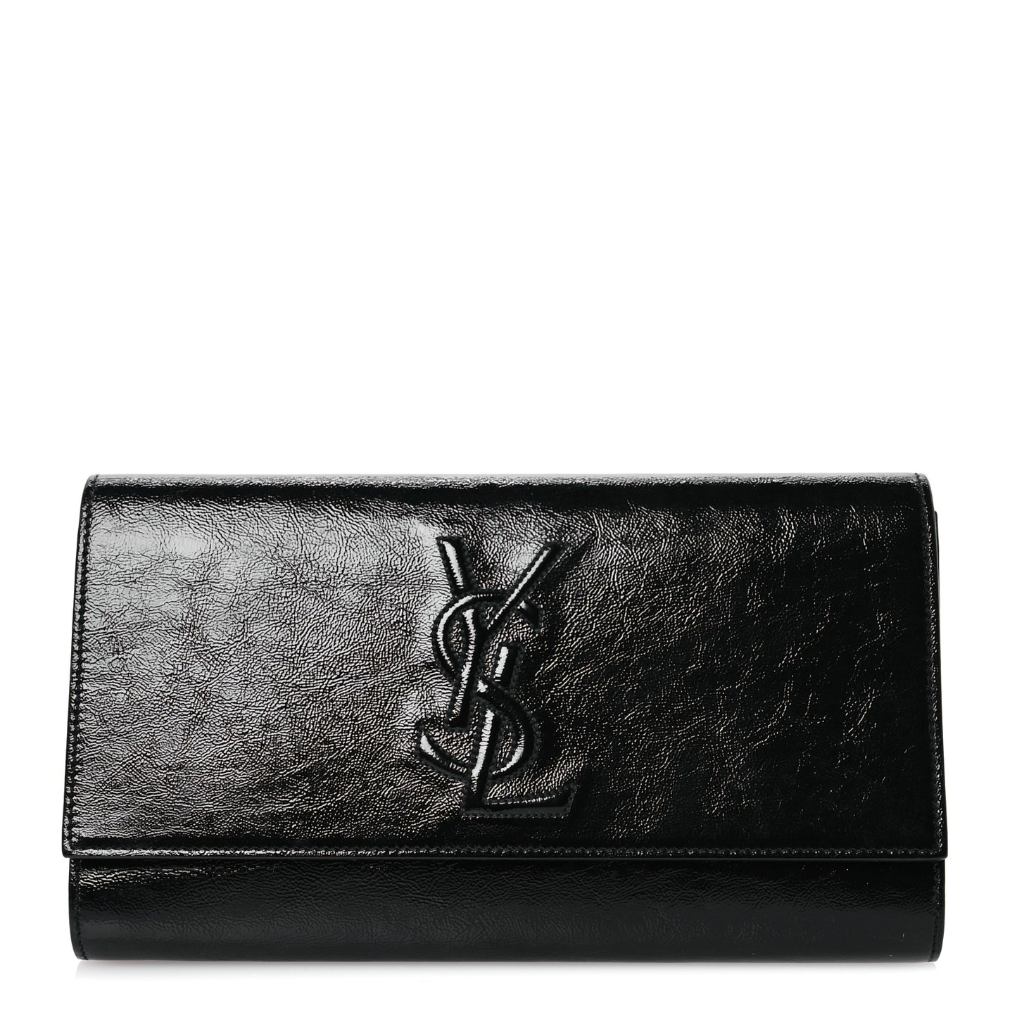 Textured Patent Monogram Large Belle De Jour Clutch Black