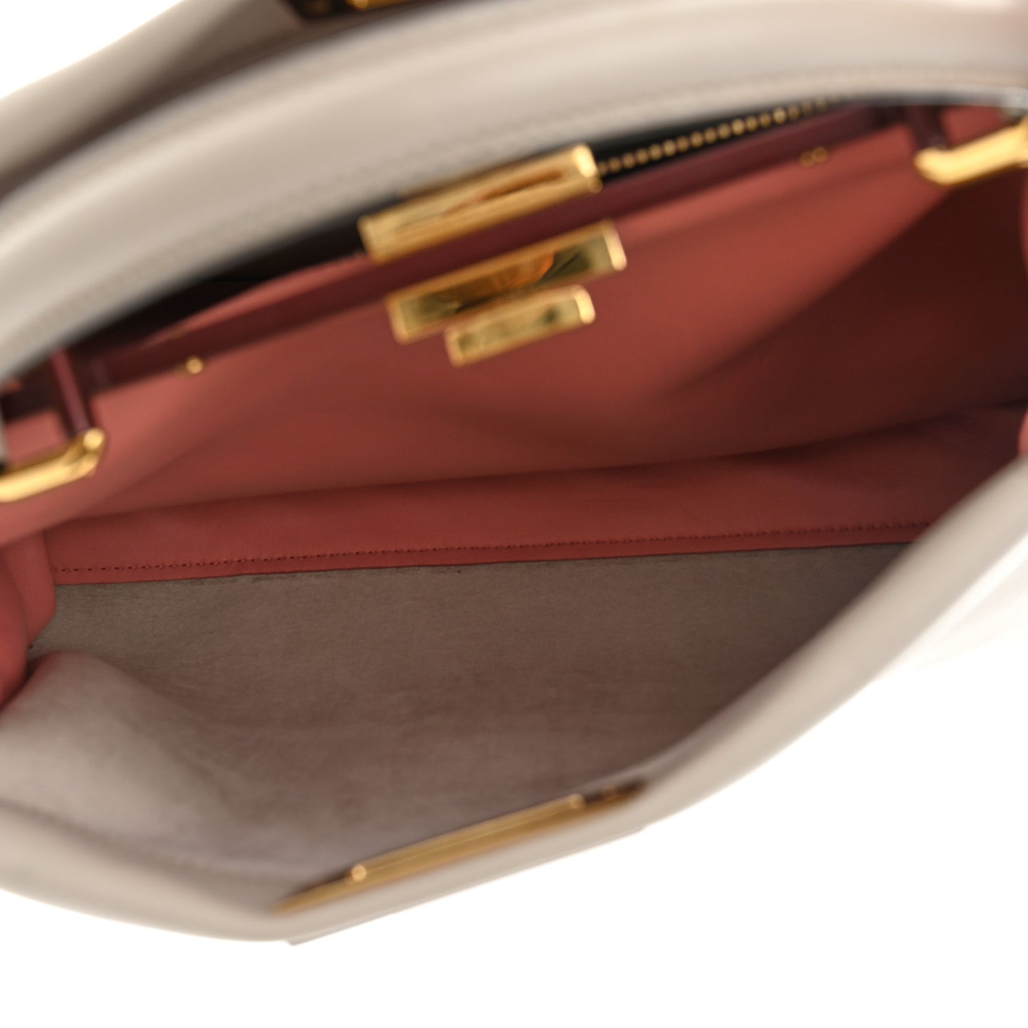 Vitello Seta Shiny Nappa Medium Peekaboo Iconic Satchel Grigio Polvere Bois de Rose