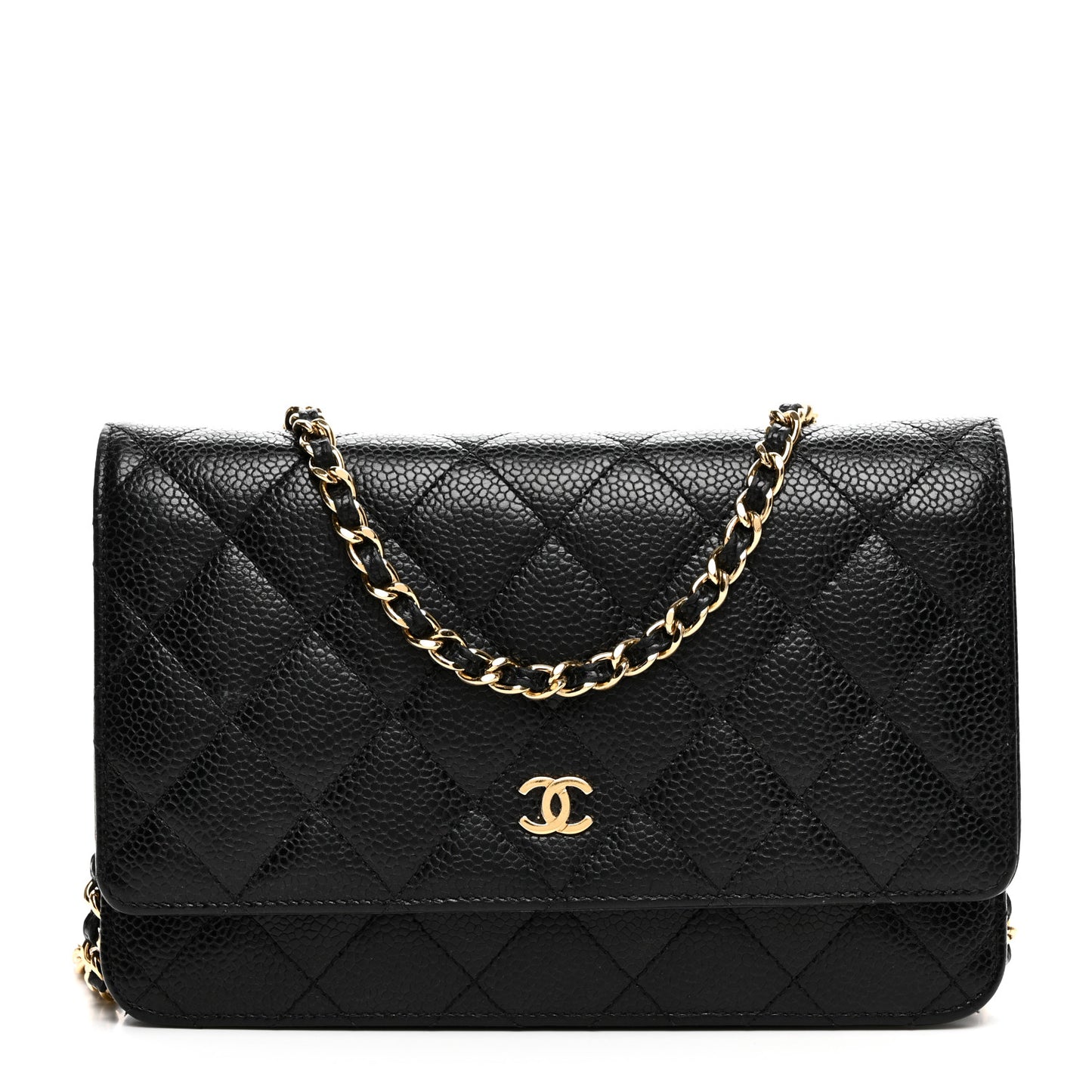 Caviar Quilted Wallet on Chain WOC Black