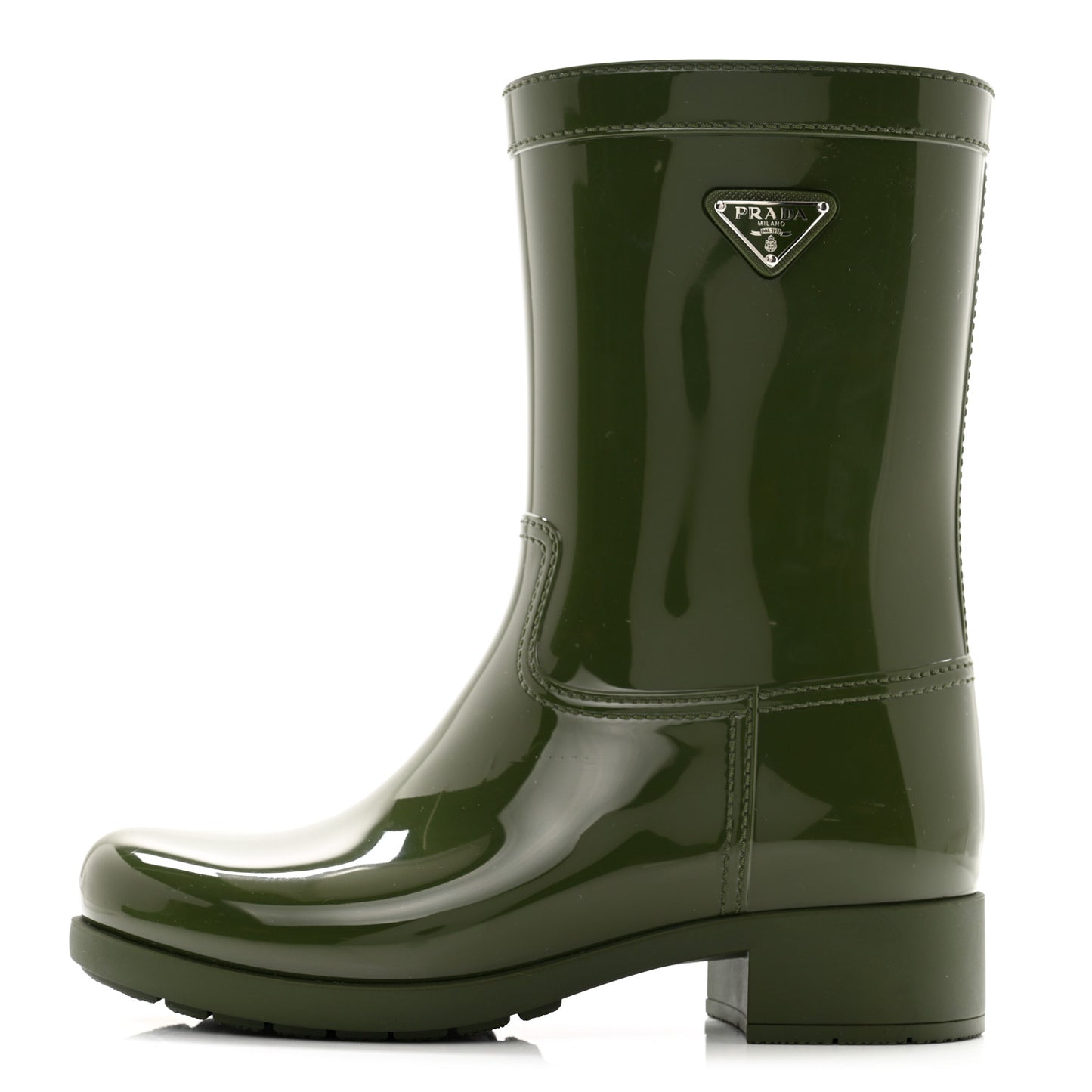 Sport Rubber Metal Triangle Logo Ankle Rain Boots 36 Olivia