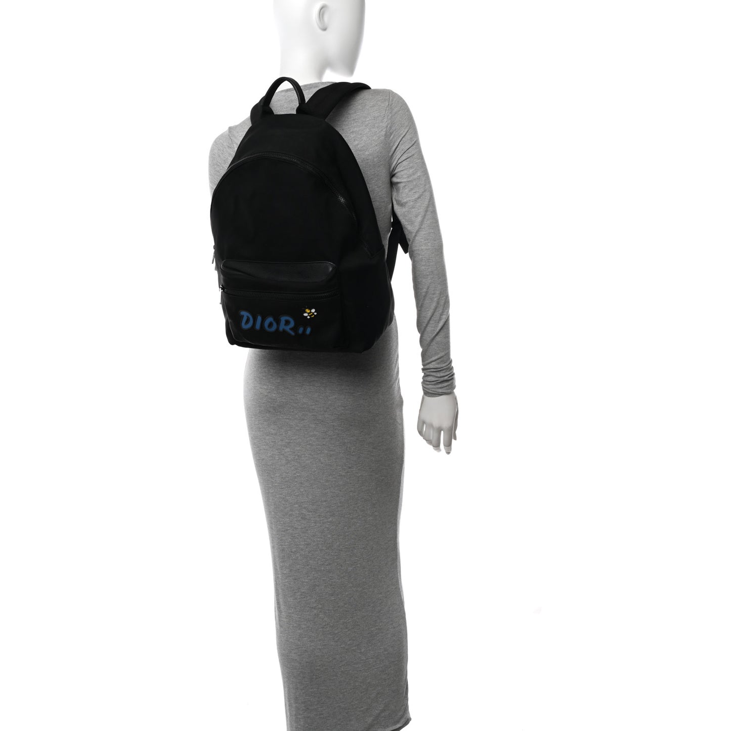 X KAWS Nylon Calfskin Logo Backpack Black
