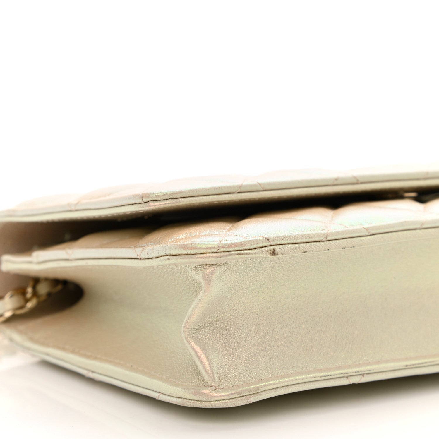 Chanel Iridescent Lambskin Quilted Wallet On Chain WOC Ivory 10 of 11