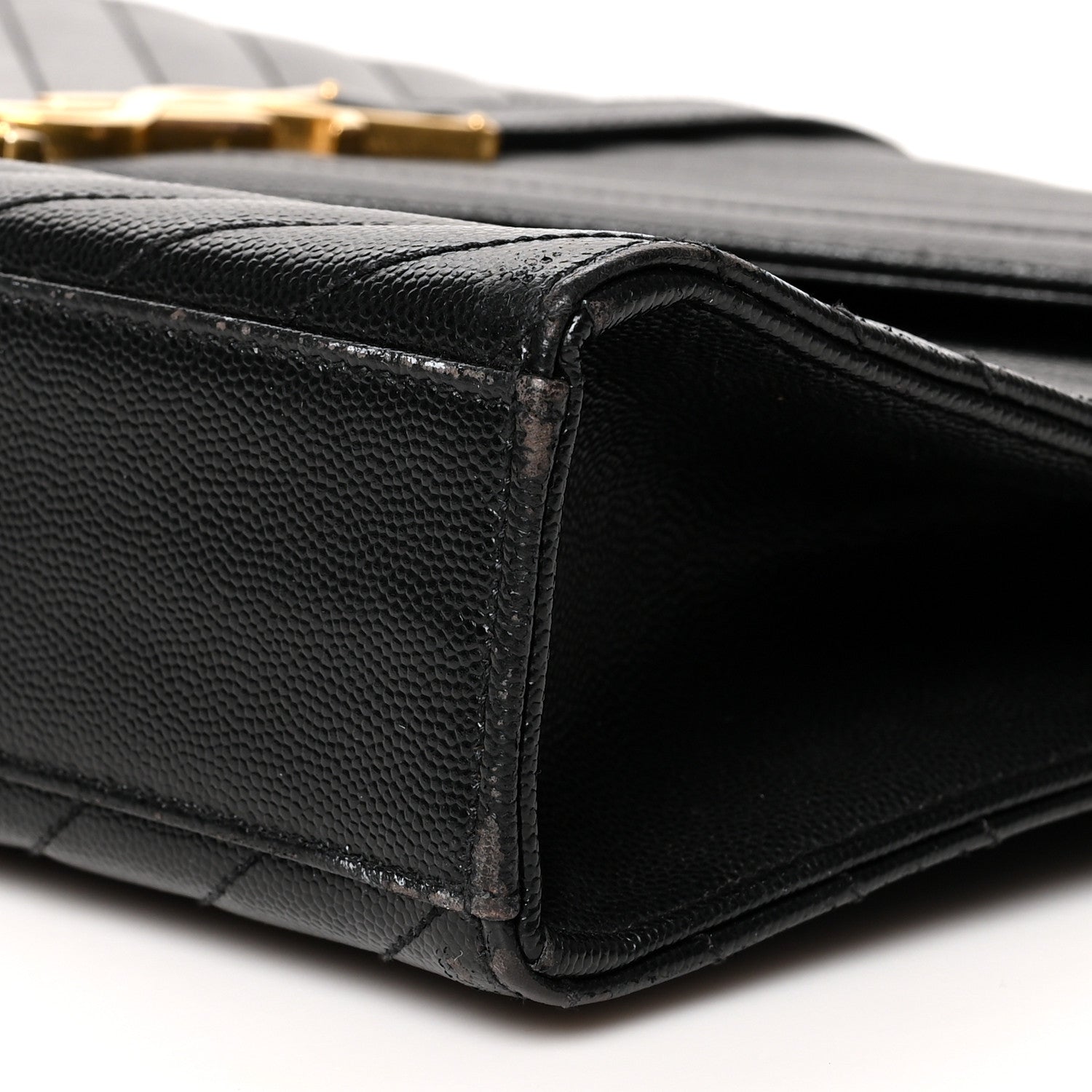 Saint Laurent Grain De Poudre Matelasse Chevron Large Monogram Satchel Black 10 of 14