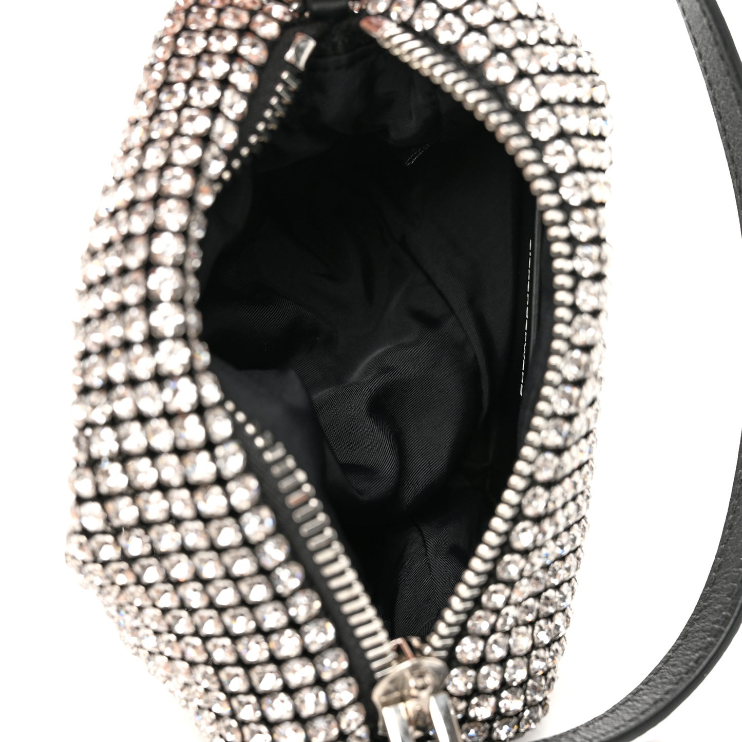 Mesh Crystal Rhinestone Mini Heiress Pouch Black Silver