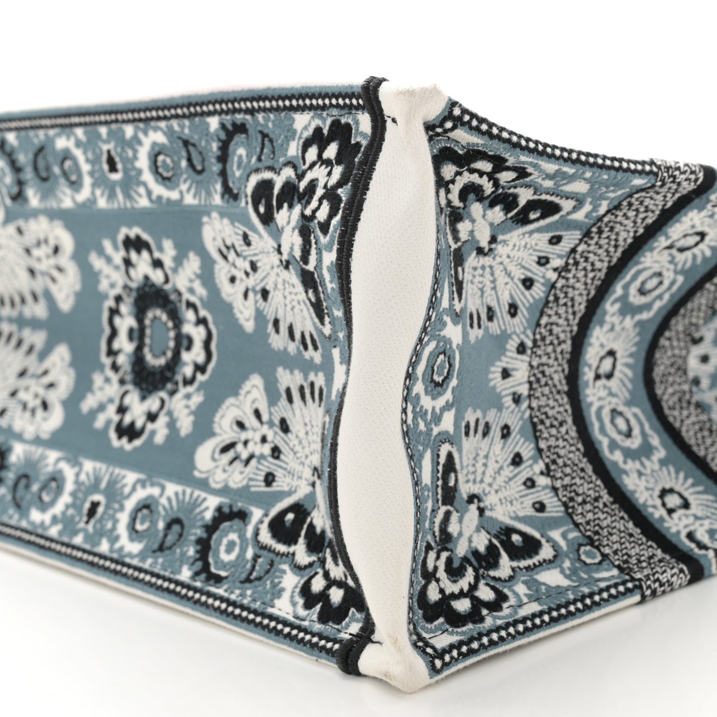 Canvas Butterfly Bandana Embroidered Medium Book Tote Black White