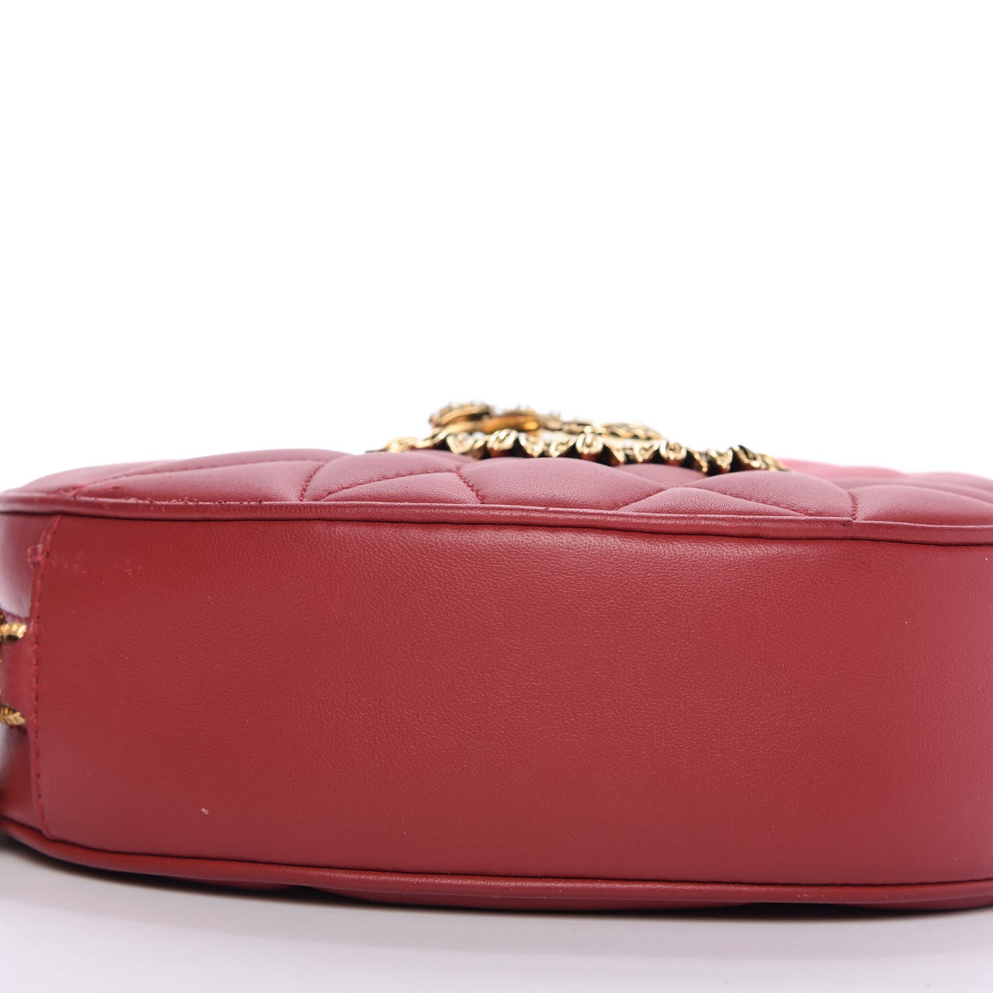 Calfskin Devotion Heart Zip Crossbody Bag Red