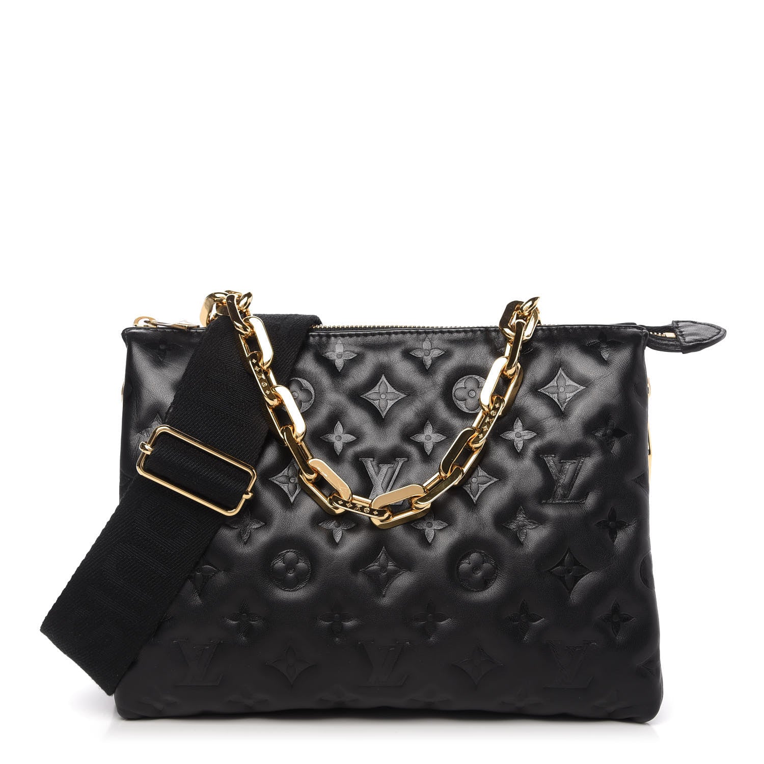 Louis Vuitton Lambskin Embossed Monogram Coussin PM Black 1 of 9