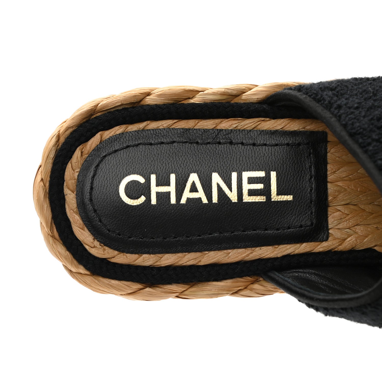 Chanel Terry Cloth Raffia CC Logo Thong Sandals 35 Black 7 of 9