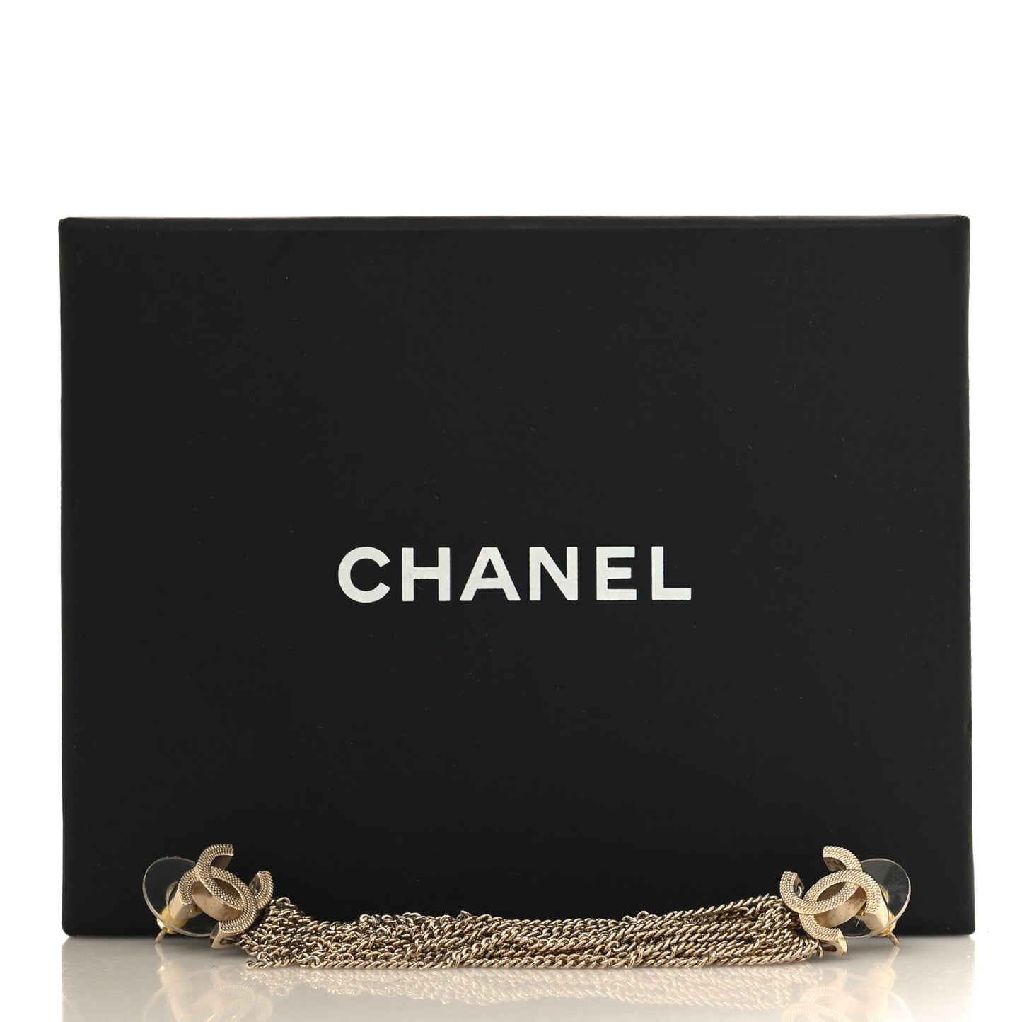 Metal CC Multi Strand Chain Drop Earrings Gold