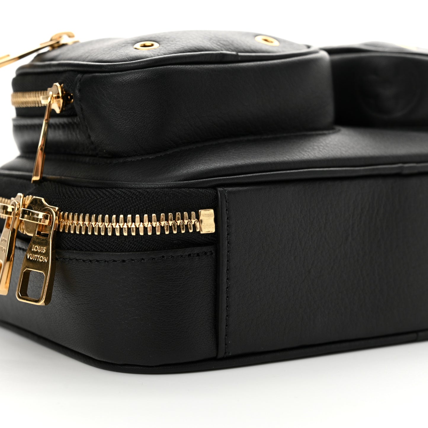 Calfskin Monogram Embossed Utility Crossbody Black