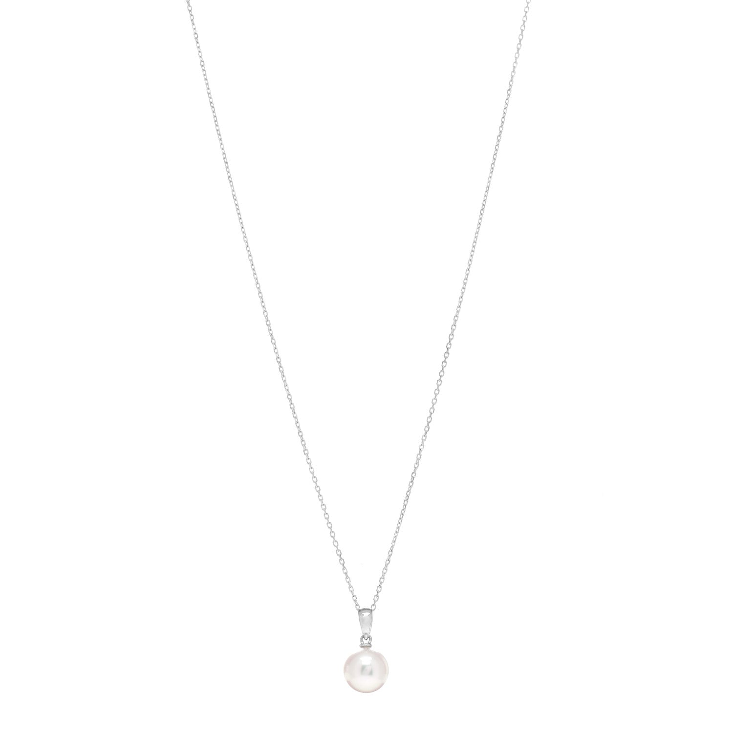 Mikimoto 18K White Gold Akoya Pearl 7.5mm Pendant Necklace 1 of 5