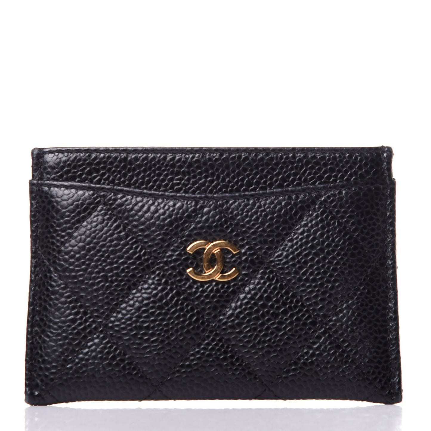 Caviar Quilted Card Holder Black