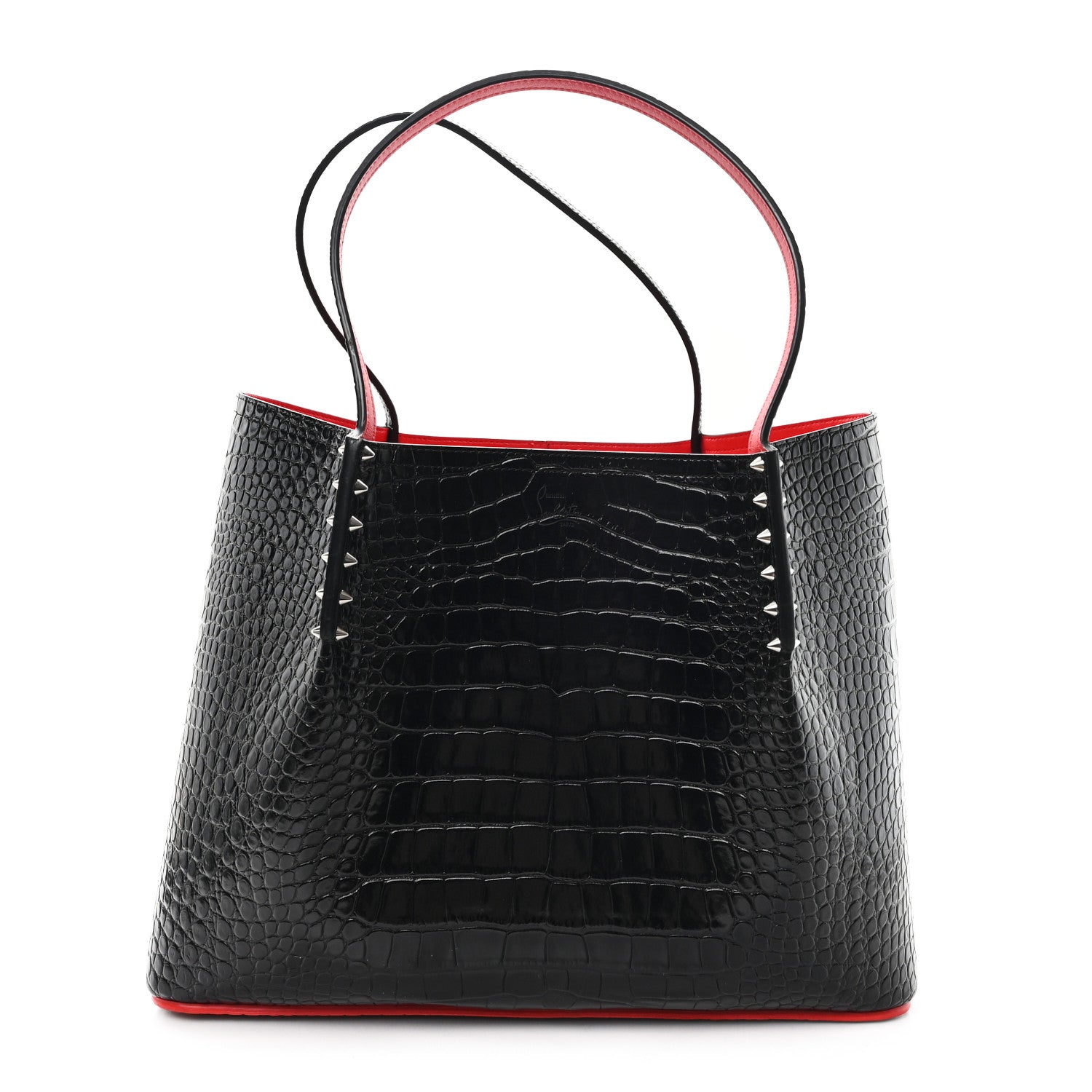 Christian Louboutin Calfskin Crocodile Embossed Spikes Large