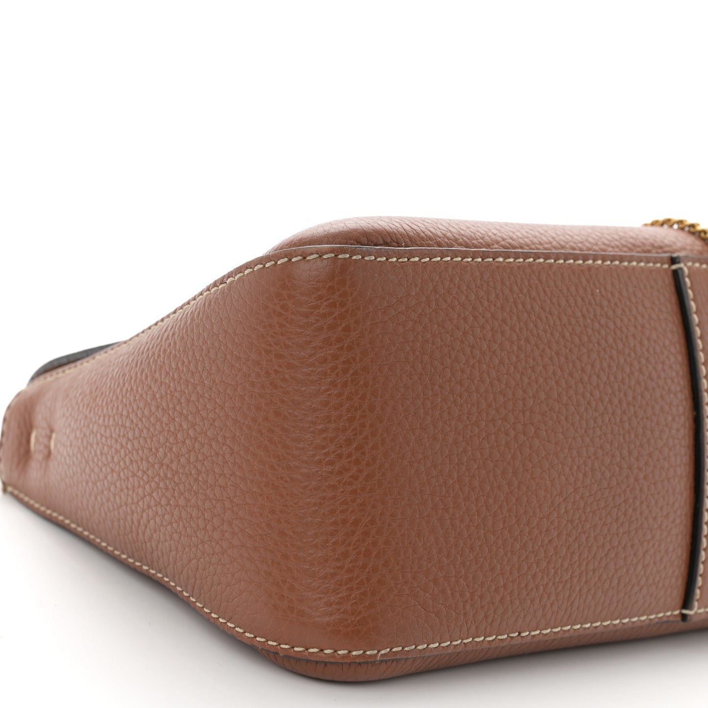 Pebbled Calfskin Small VRing Shoulder Bag Saddle Brown