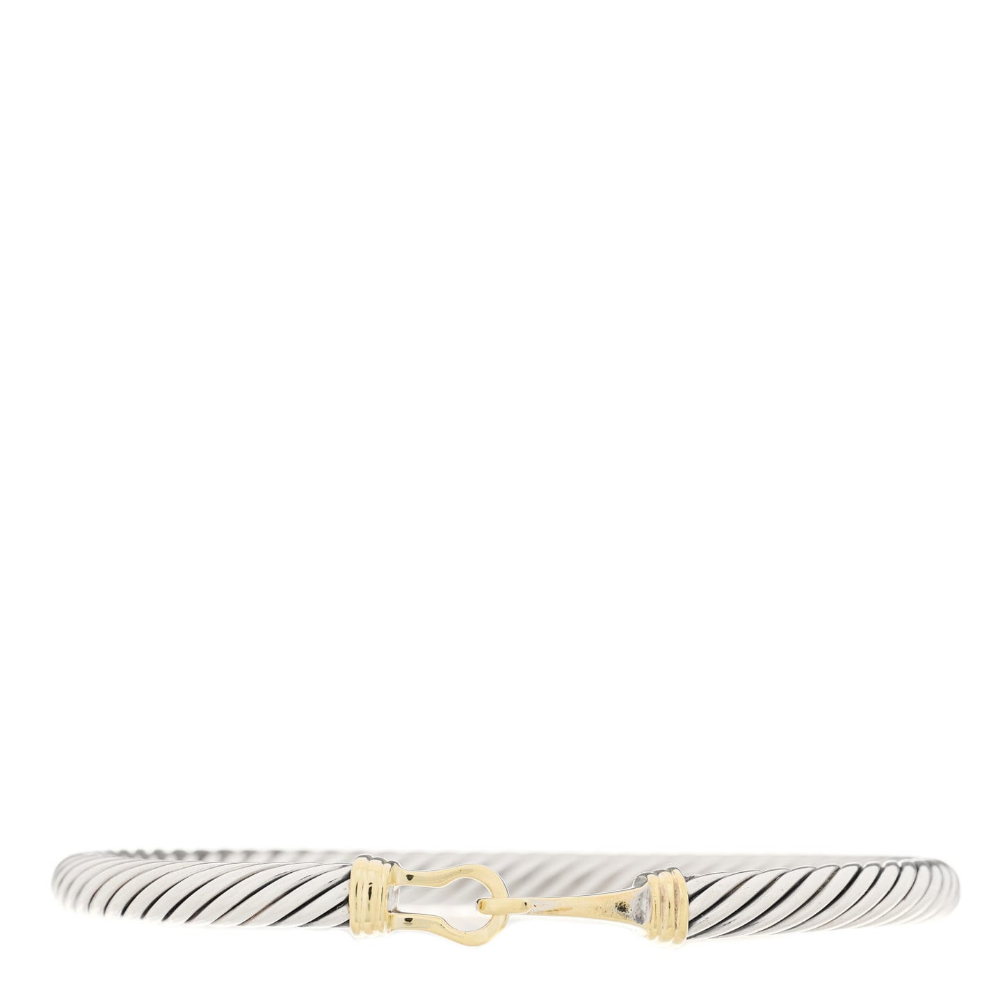 Sterling Silver 14K Yellow Gold 5mm Cable Classic Buckle Bracelet