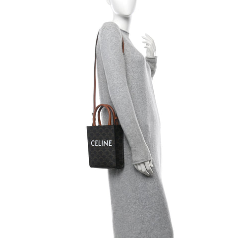 Triomphe Canvas Calfskin Mini Vertical Cabas Tan