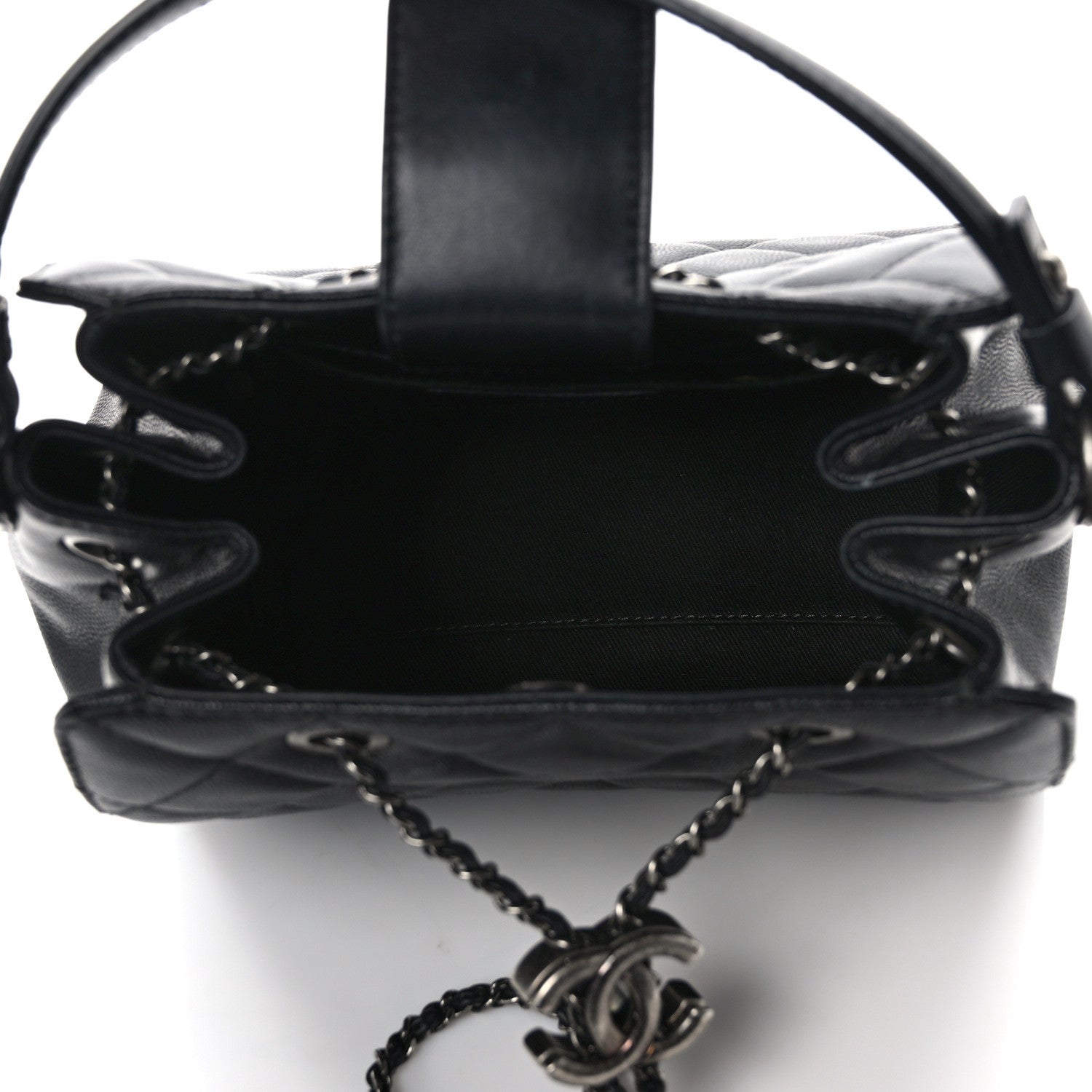 Chanel Caviar Quilted Small CC Bucket Bag Black 5 of 13