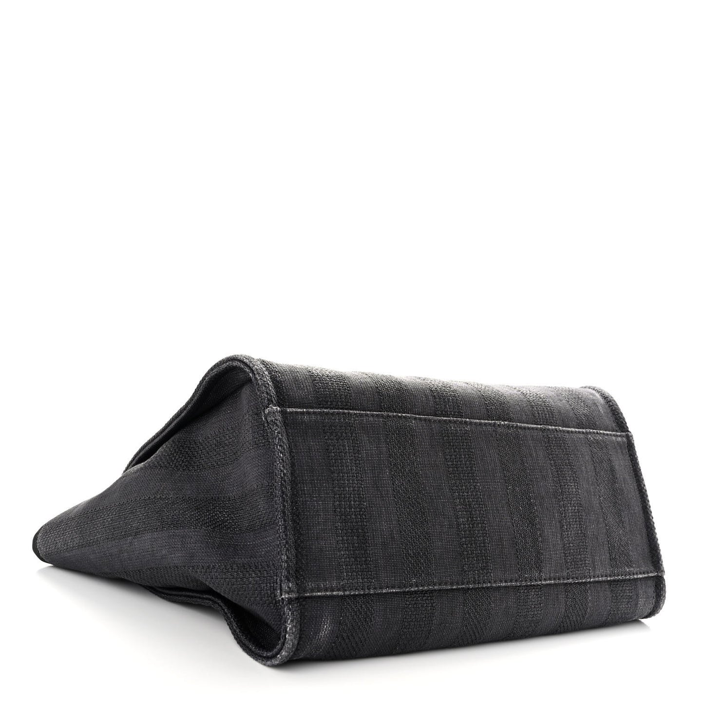 Mixed Fibers Calfskin Striped Medium Deauville Tote Black