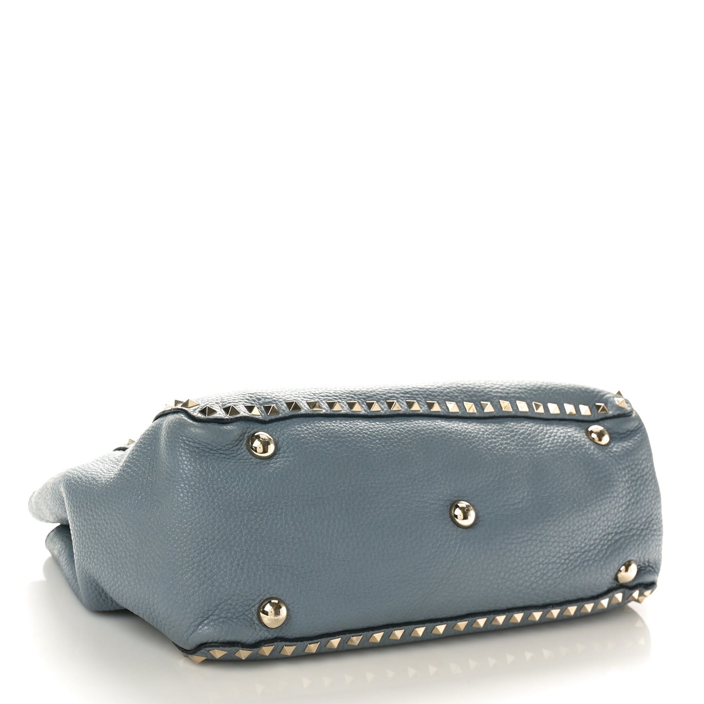 Pebbled Calfskin Medium Rockstud Tote Grey
