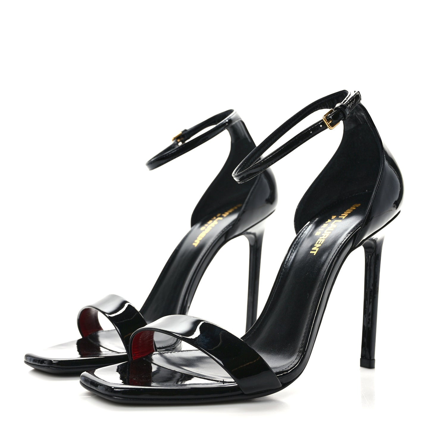 Patent Calfskin Amber 105 Ankle Strap Sandals 39 Black