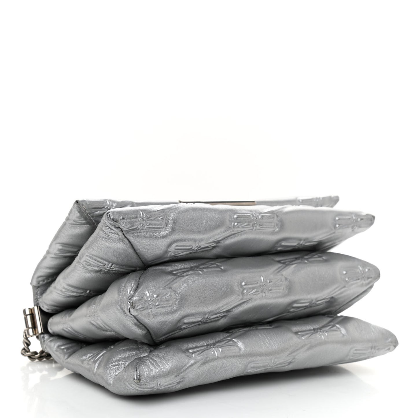 Nappa Allover License BB Monogram Embossed Small Triplet Bag Silver