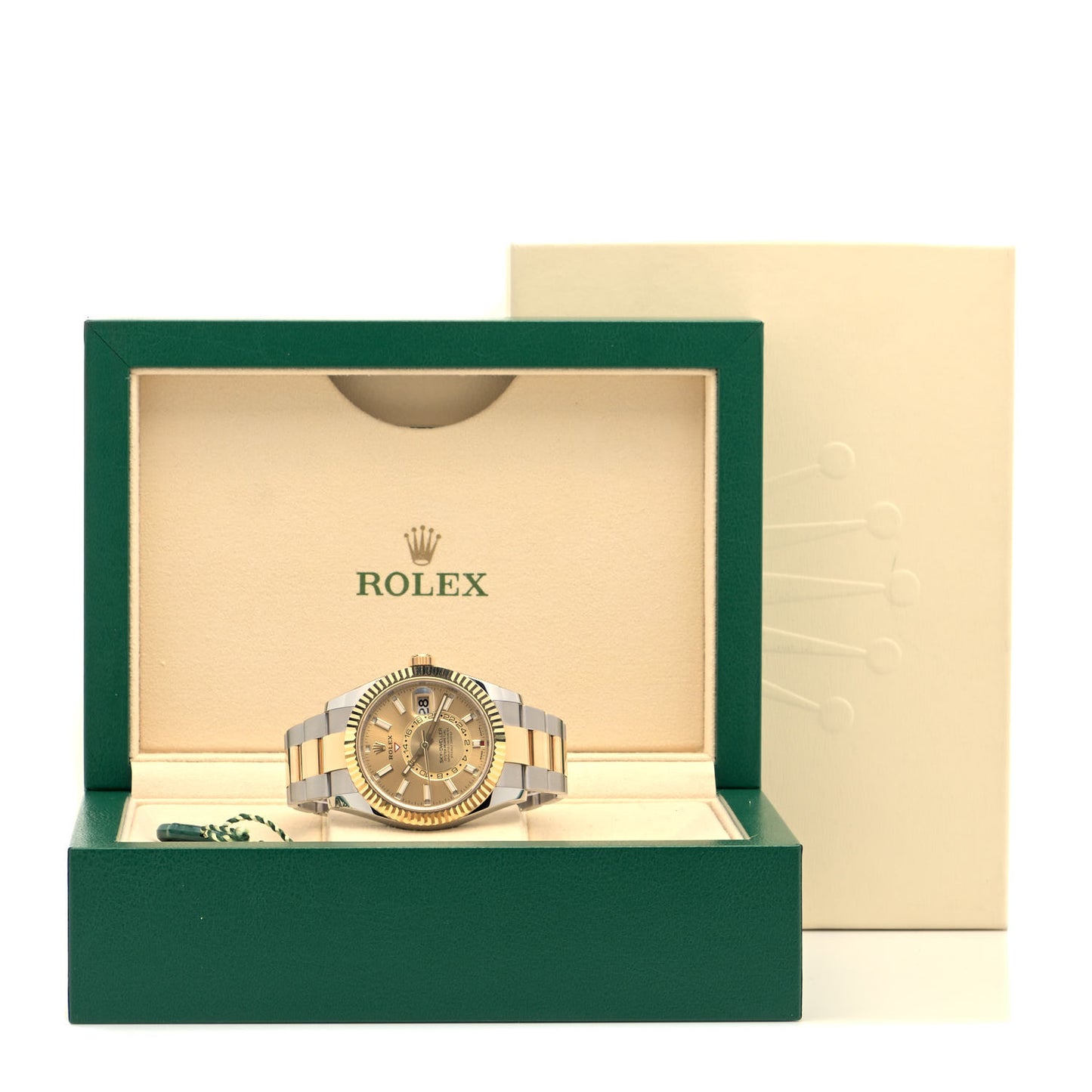 Stainless Steel 18K Yellow Gold 42mm Oyster Perpetual Sky-Dweller Watch Champagne 326933