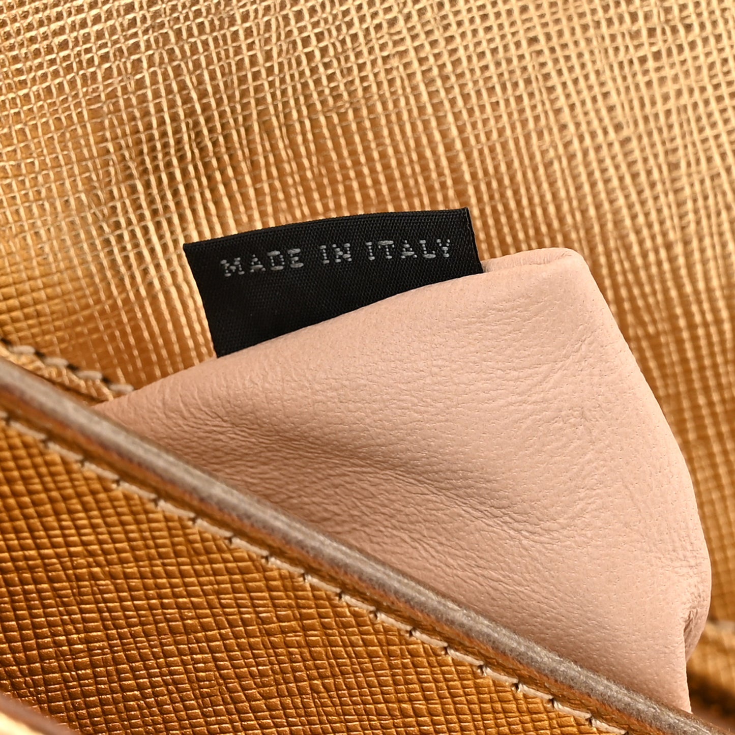 Metallic Saffiano Pushlock Flap Crossbody Bag Gold