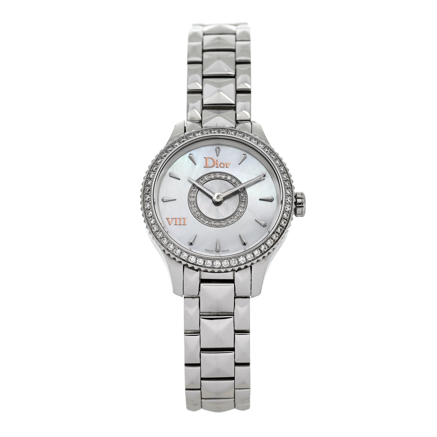 Christian Dior Stainless Steel Diamond Bezel 25mm Dior VIII