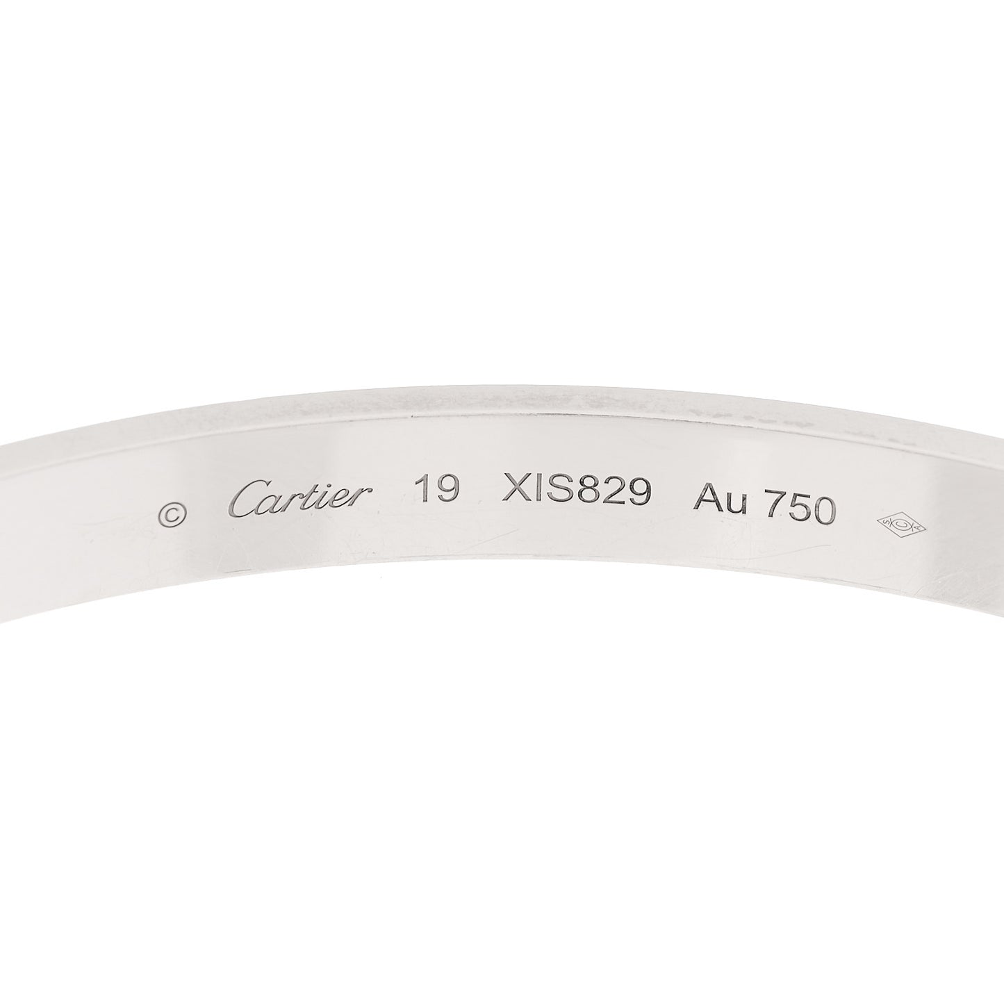 18K White Gold Brushed Finish LOVE Bracelet 19