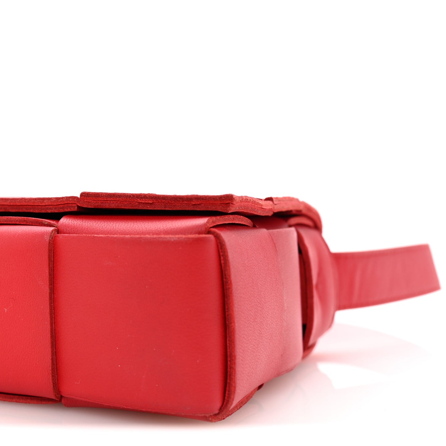 Lambskin Maxi Intrecciato Cassette Crossbody Bag Redstone