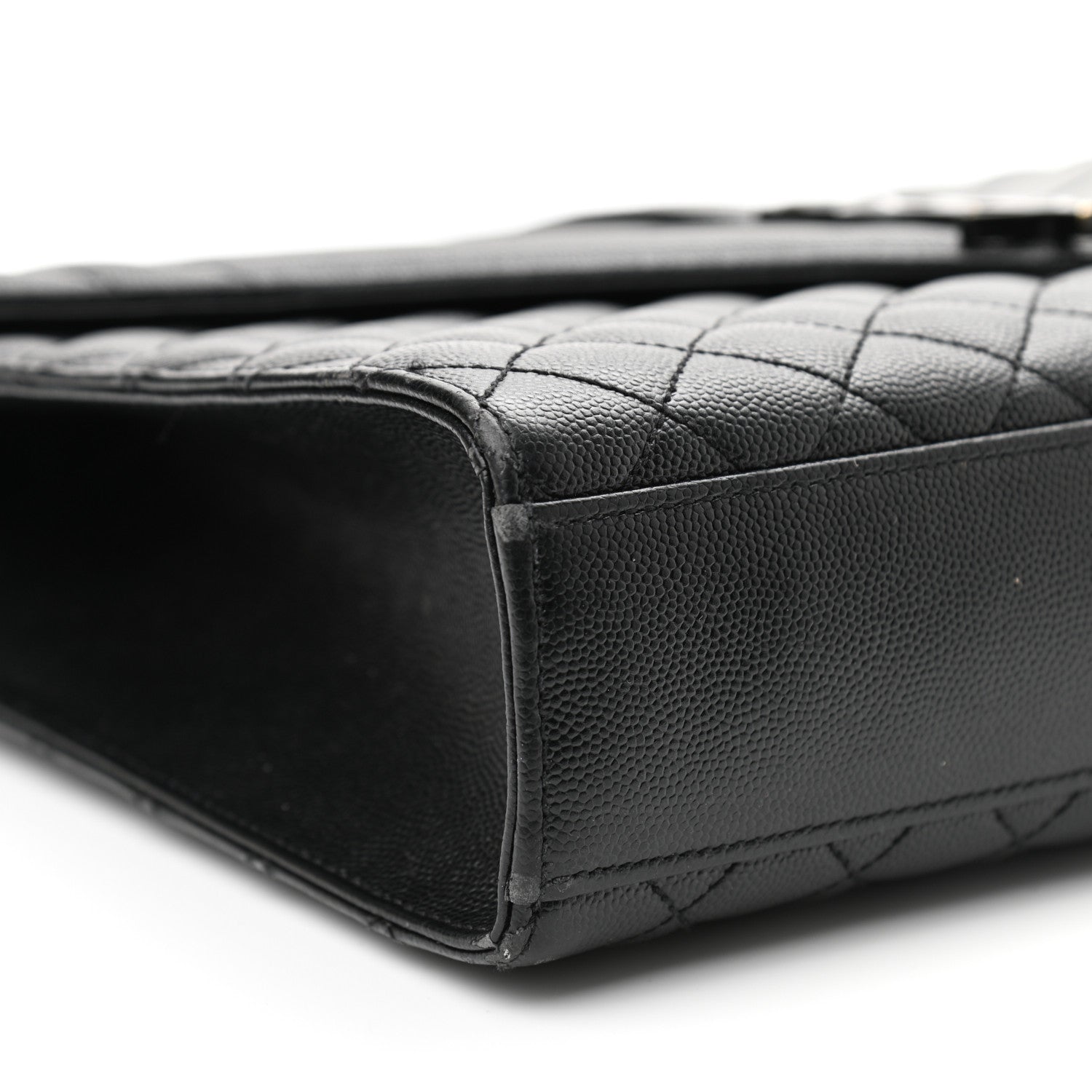 Saint Laurent Grain De Poudre Textured Mixed Matelasse Large Triquilt Monogram Monochrome Satchel Black 10 of 16