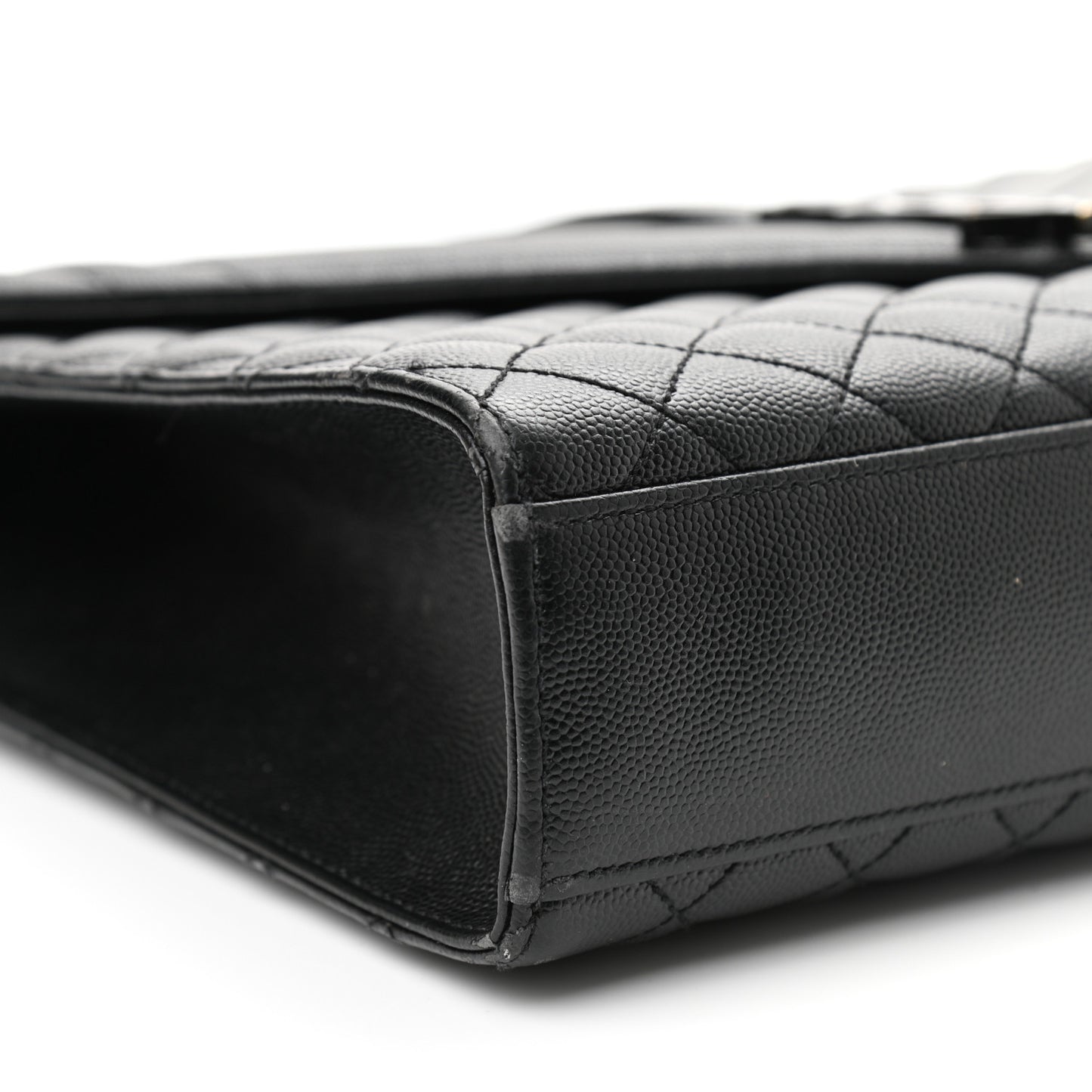 Grain De Poudre Textured Mixed Matelasse Large Triquilt Monogram Monochrome Satchel Black