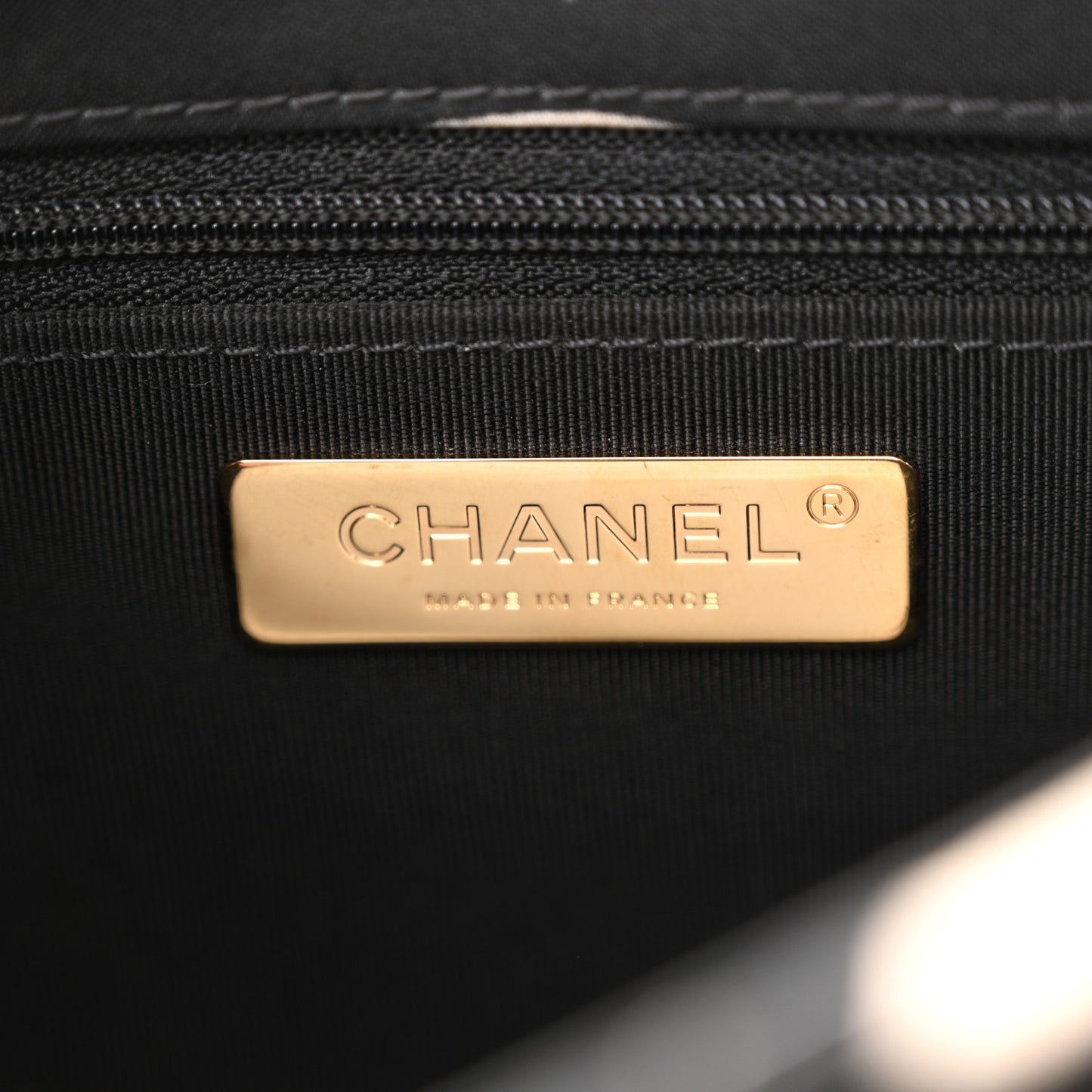 Fabric Printed Large Chanel 19 Flap Black Ecru