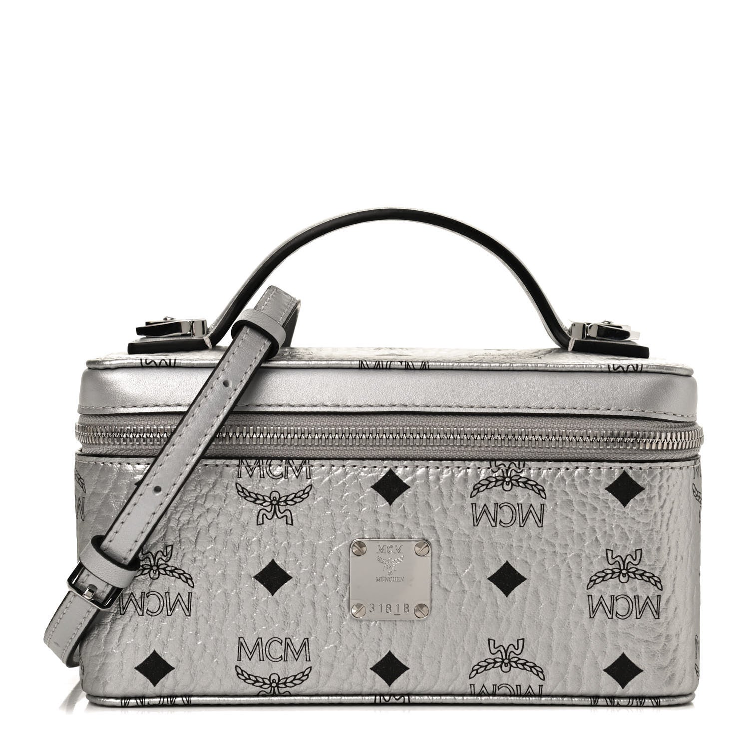 MCM Metallic Visetos Vanity Case Silver 1032867 – FASHIONPHILE