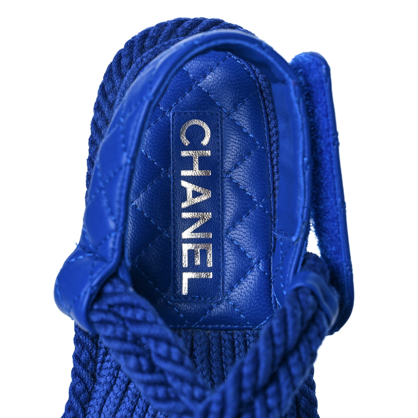 Cord Lambskin Quilted Logo Sandals 37 Blue