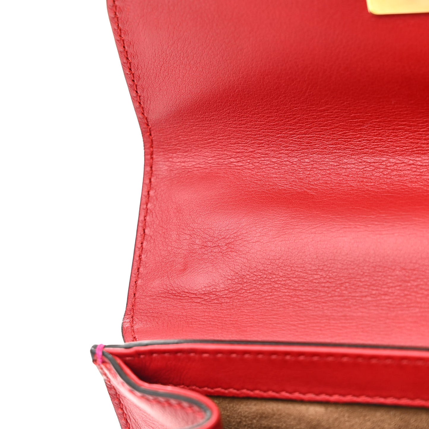 Calfskin Small Padlock Shoulder Bag New Rosette Hibiscus Red