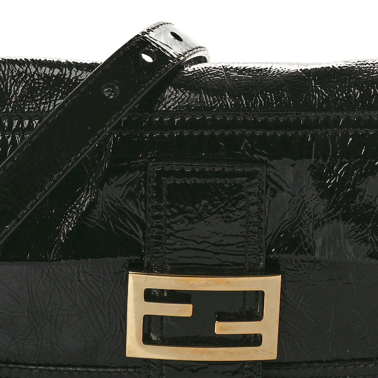 Fendi Vitello Naplak Medium Convertible Baguette Black 7 of 11